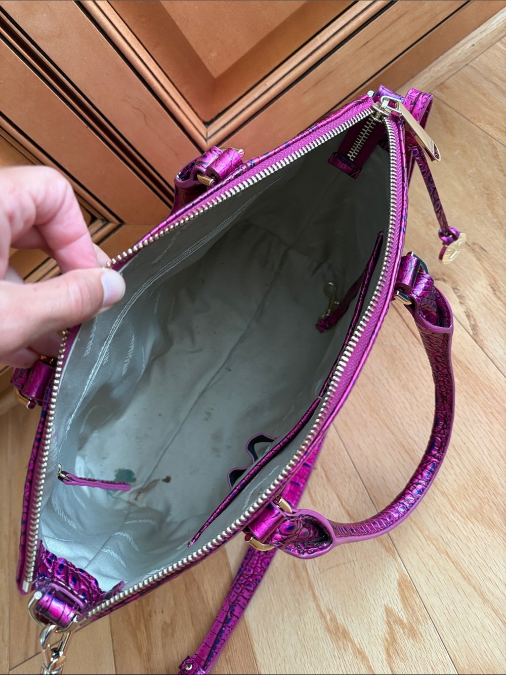 Brahmin duxbury voltage violet satchel Melbourne shoulder bag croc leather rare - Picture 14 of 17